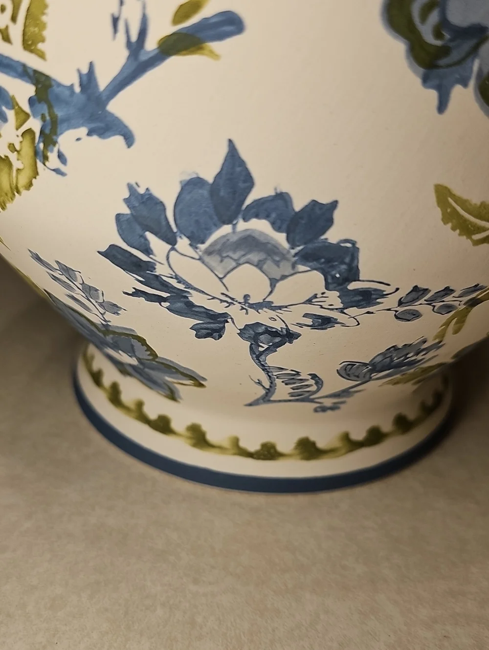 Ceramic Blue&Green Painted Floral Vase By Threshold